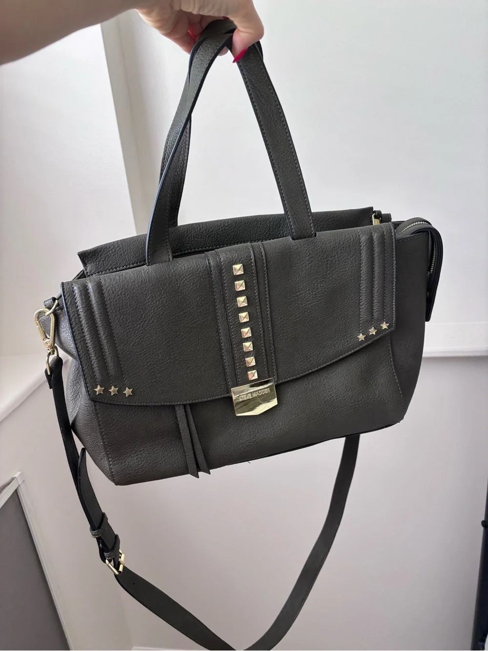 Olive Green Steve Madden Stud-Detail Women's Satchel Bag